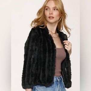 Heartloom Rosa Rabbit Fur Jacket in Black XS